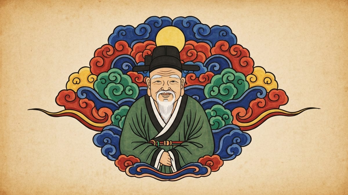 조상 꿈해몽 대표 이미지 (한국 전통 민화풍 일러스트)