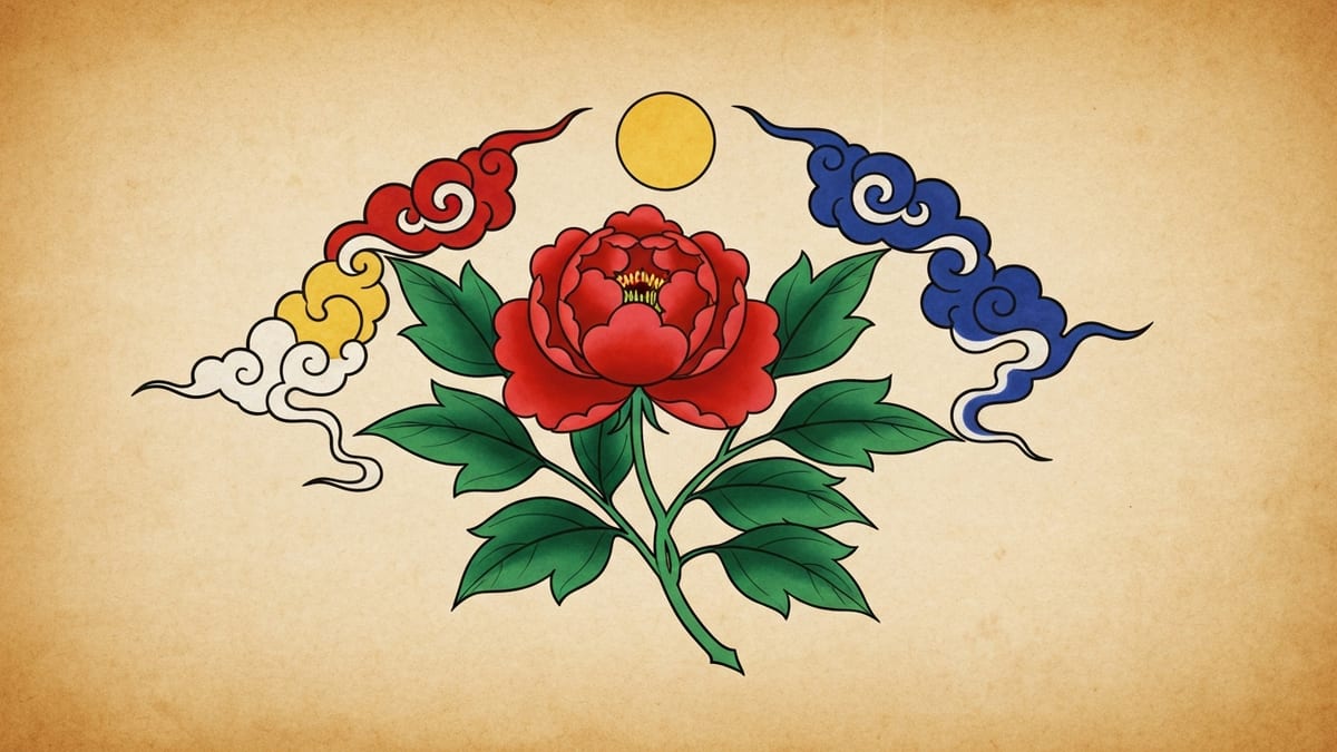 피 꿈해몽 대표 이미지 (한국 전통 민화풍 일러스트)