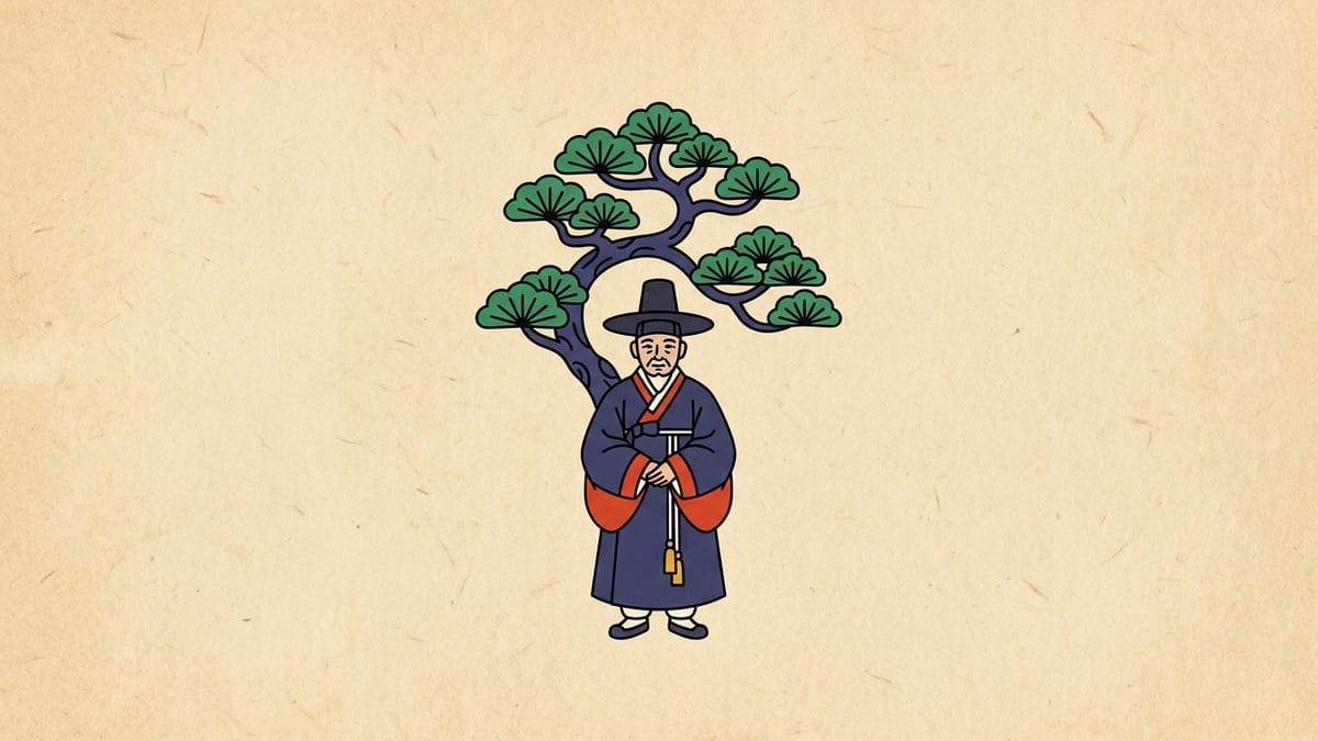 아버지 꿈해몽 대표 이미지 (한국 전통 민화풍 일러스트)