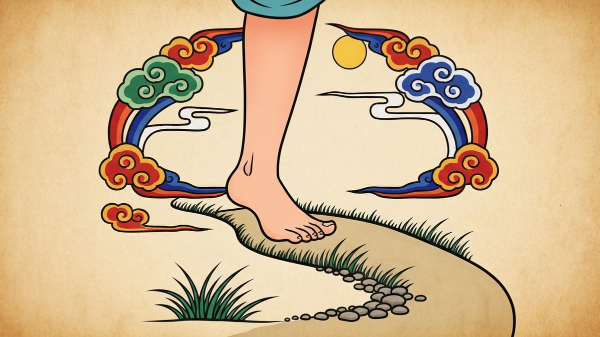 발 꿈해몽 대표 이미지 (한국 전통 민화풍 일러스트)