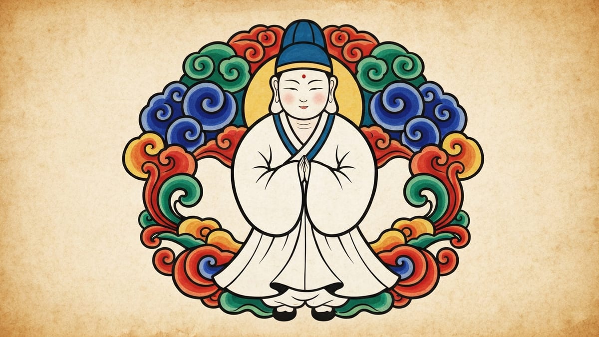귀신 꿈해몽 대표 이미지 (한국 전통 민화풍 일러스트)