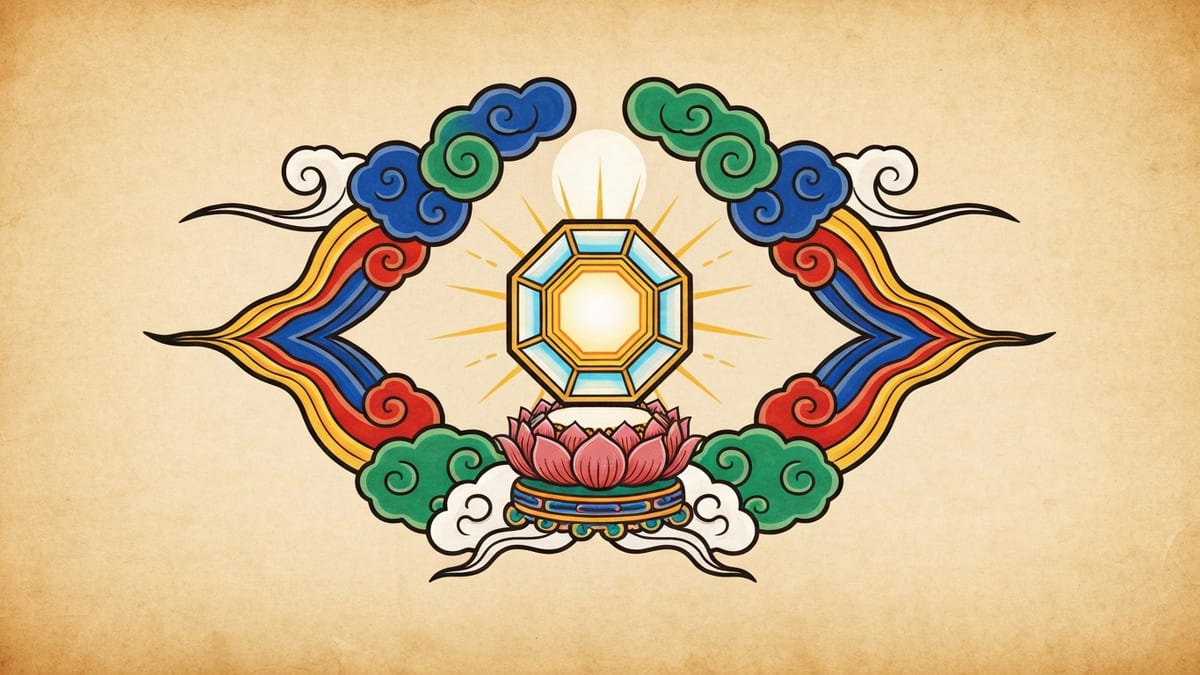 보석 꿈해몽 대표 이미지 (한국 전통 민화풍 일러스트)