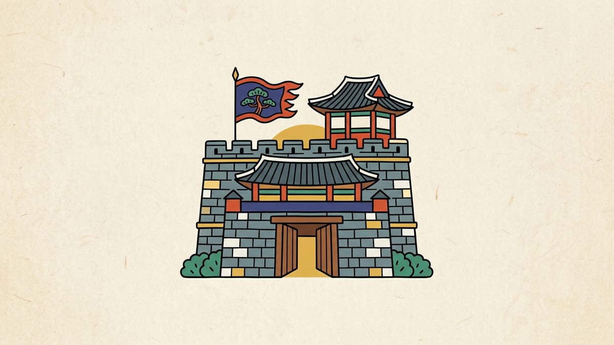 군대 꿈해몽 대표 이미지 (한국 전통 민화풍 일러스트)