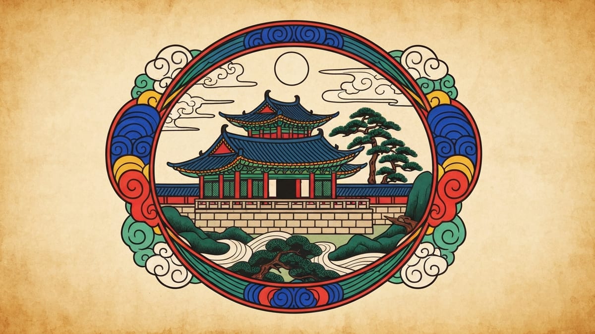 절 꿈해몽 대표 이미지 (한국 전통 민화풍 일러스트)