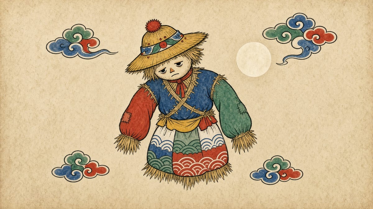 좀비 꿈해몽 대표 이미지 (한국 전통 민화풍 일러스트)