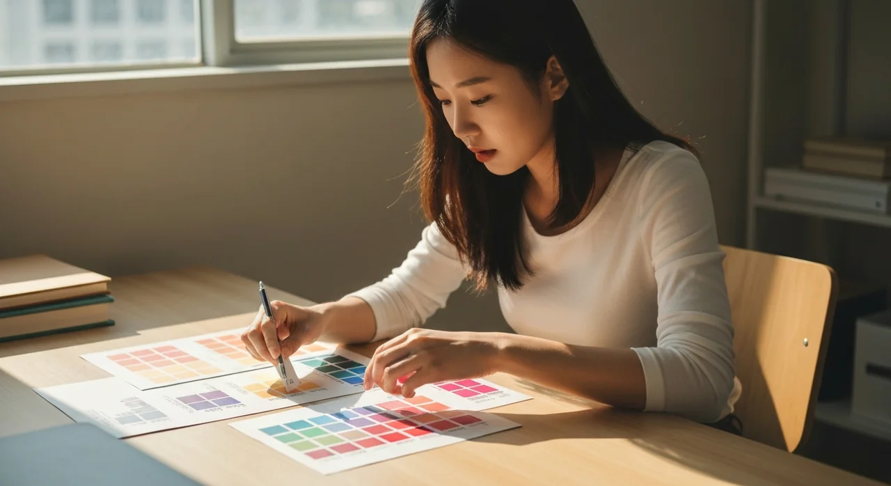 브랜드 색상 팔레트를 만드는 디자이너