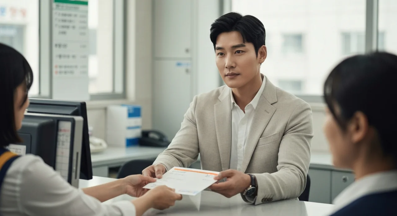 우체국에서 내용증명을 발송하는 장면