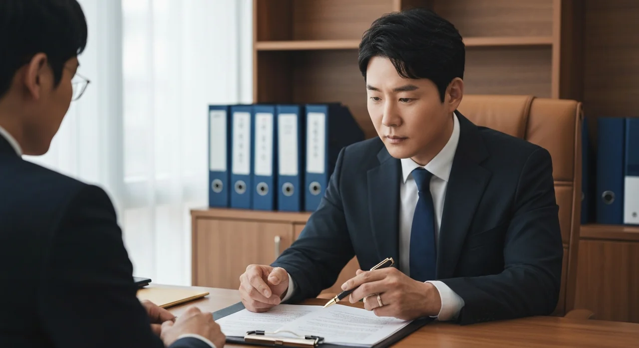 변호사와 법률 상담하는 세입자