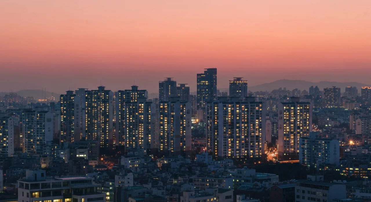 해 질 녘 서울 아파트 스카이라인