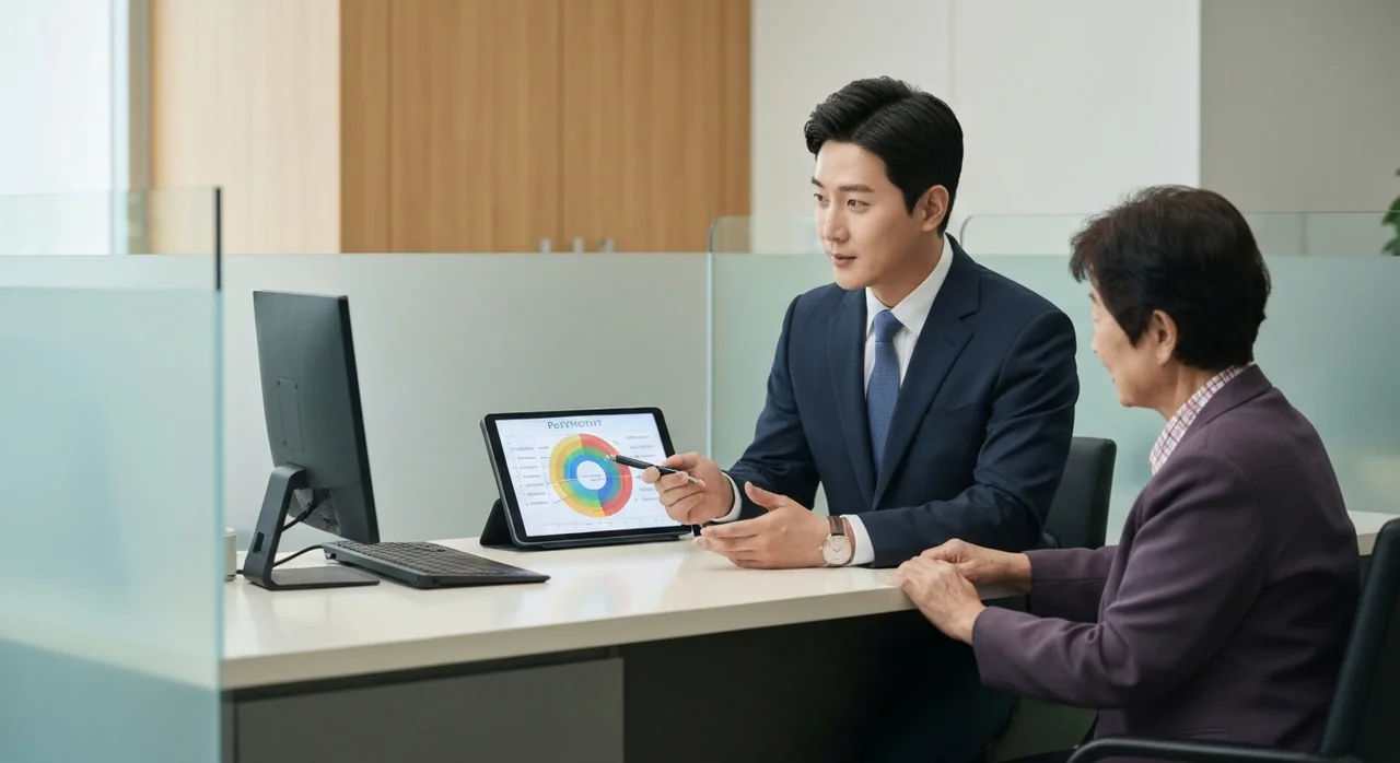 주택연금 지급 방식을 설명하는 상담사