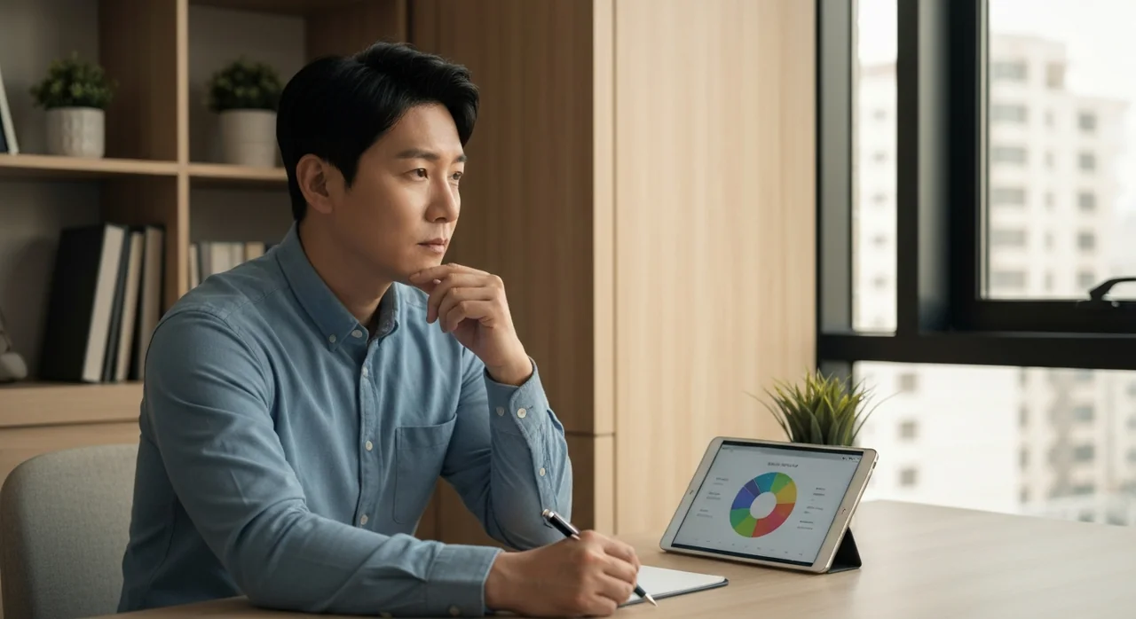 포트폴리오 비중을 검토하는 투자자