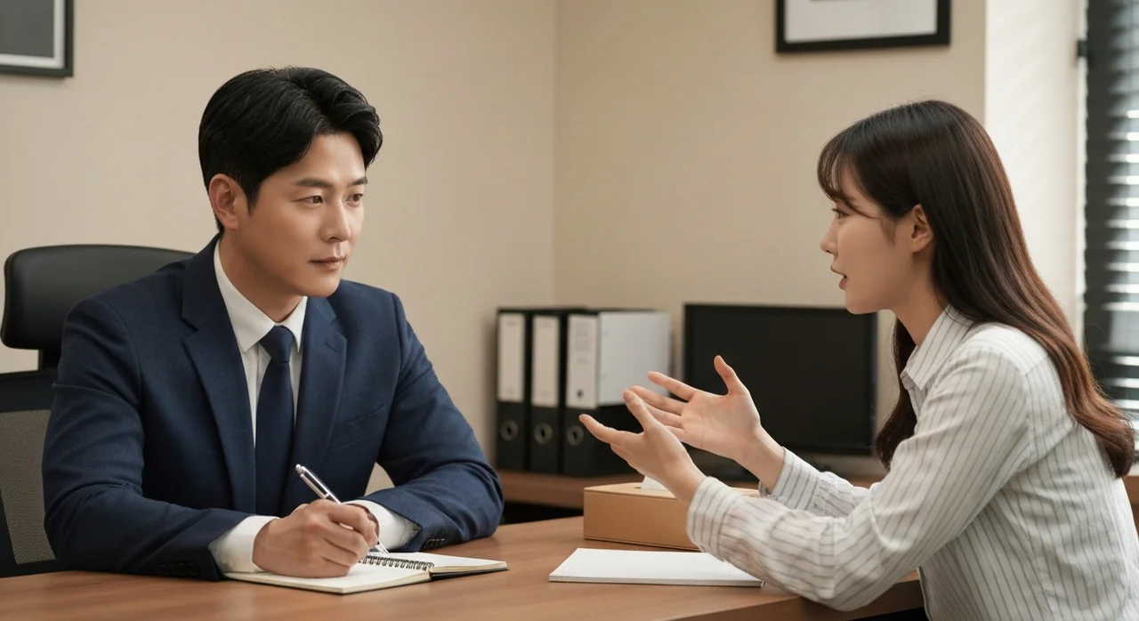 노동 상담을 받는 장면