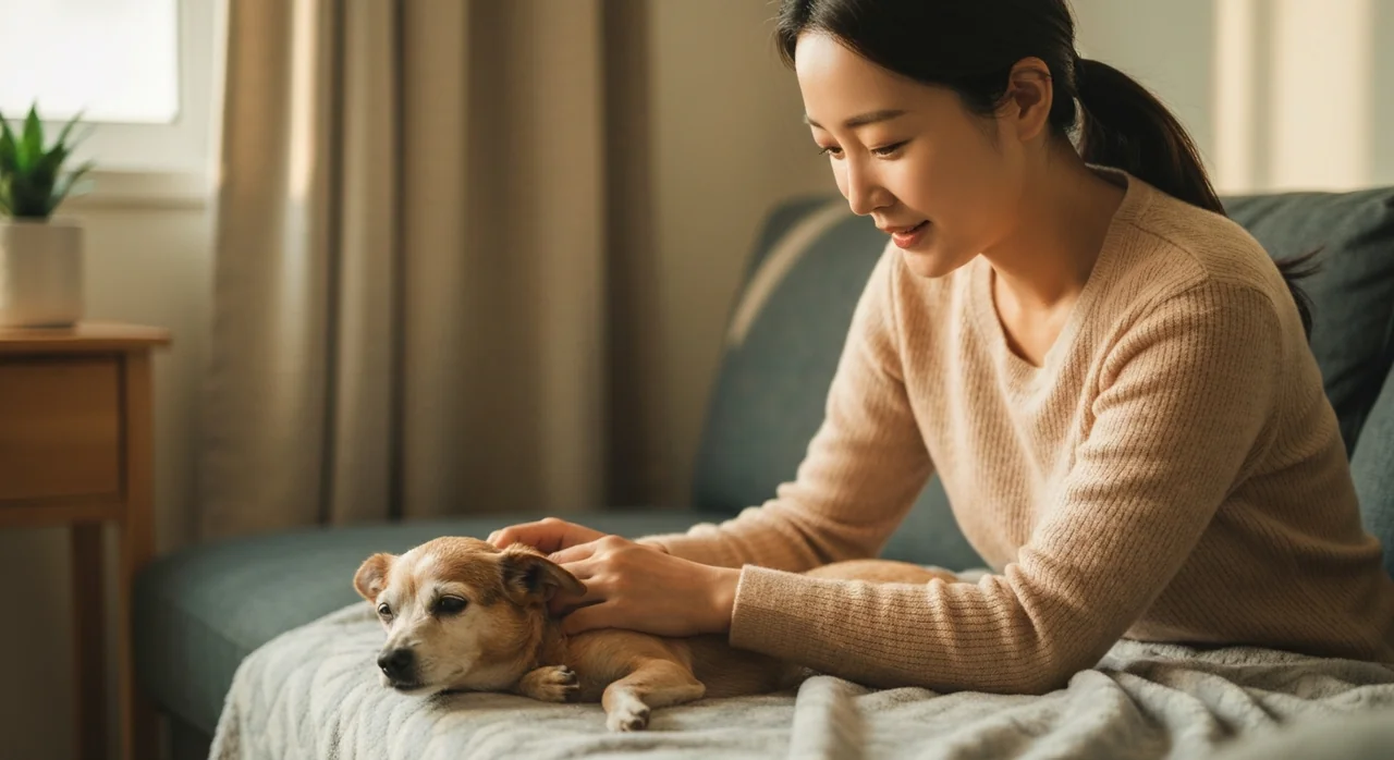 노령견을 돌보는 보호자