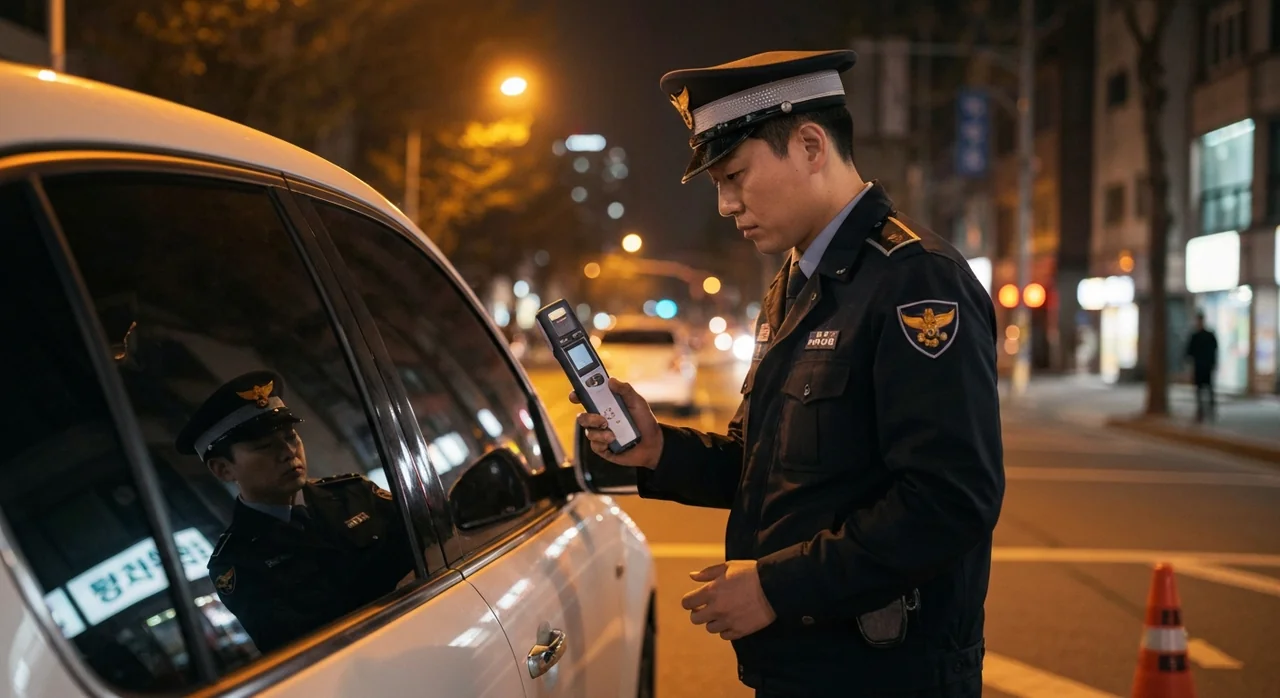 음주 단속을 진행하는 경찰관