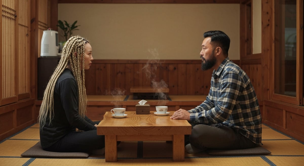 마주 앉은 두 사람