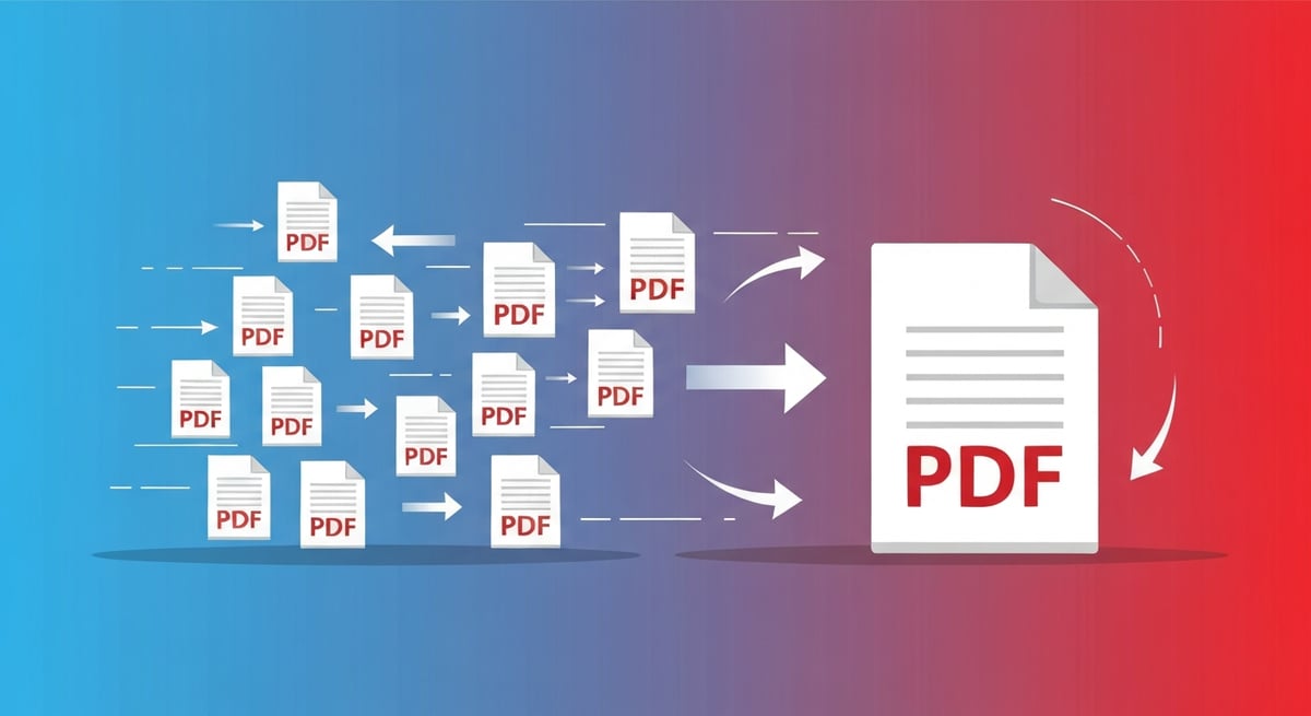 여러 PDF 파일을 하나로 합치는 PDF 병합 개념 이미지