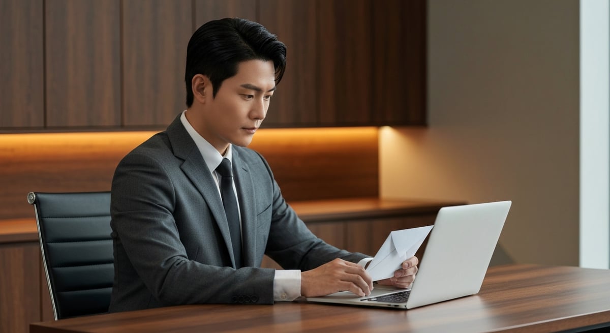 이메일 서명을 적용한 비즈니스 메일 작성 모습