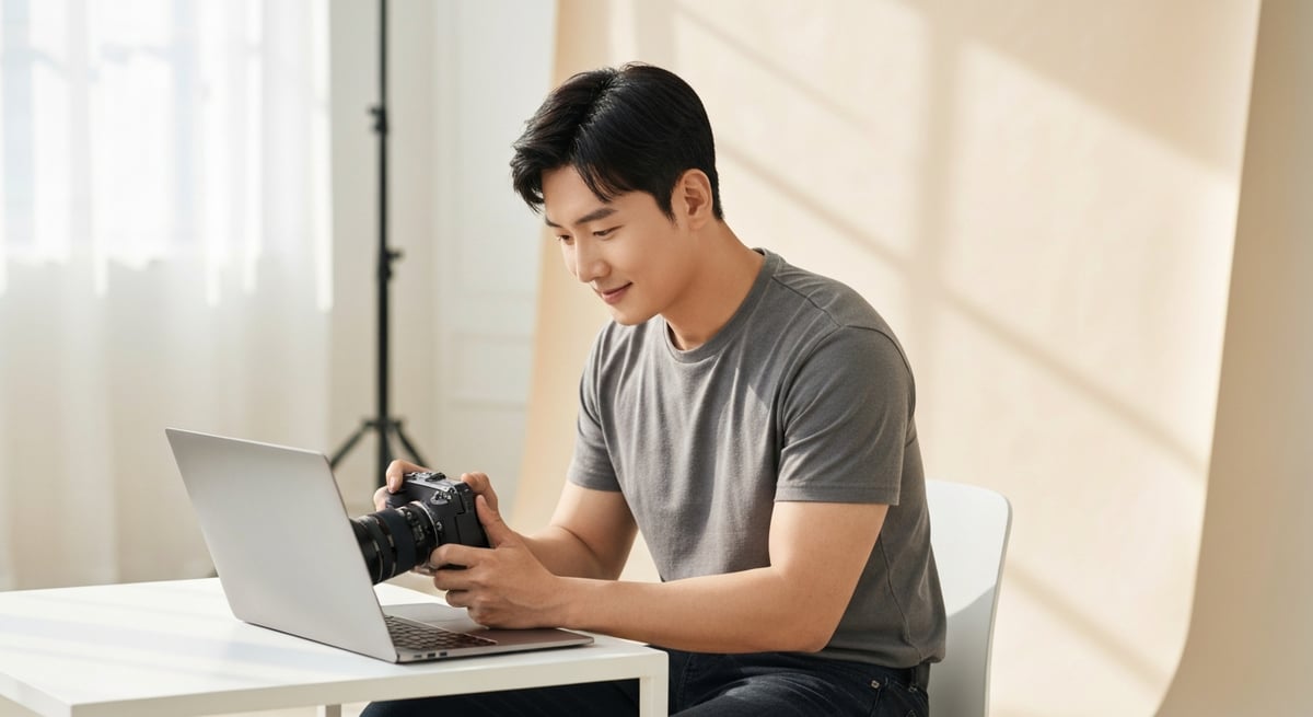 쇼핑몰 상품 사진에 워터마크를 추가하는 모습